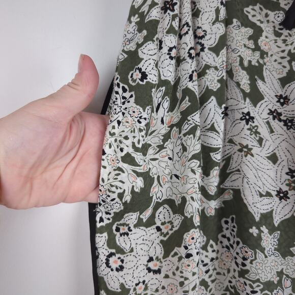 Gerard Darel Olive Green and Cream Floral‎ Print Pull-on Casual Pants Size 8/40 - Picture 4 of 9